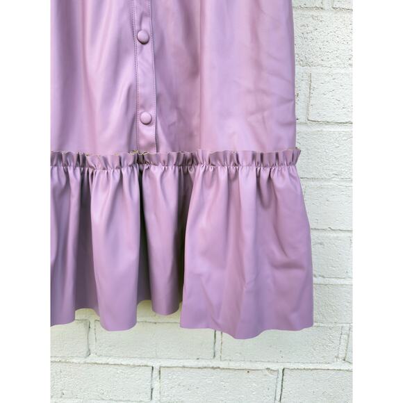 Karlie Lavender Purple Faux Leather Button Shift Dress Large Trendy Soft - Picture 8 of 11
